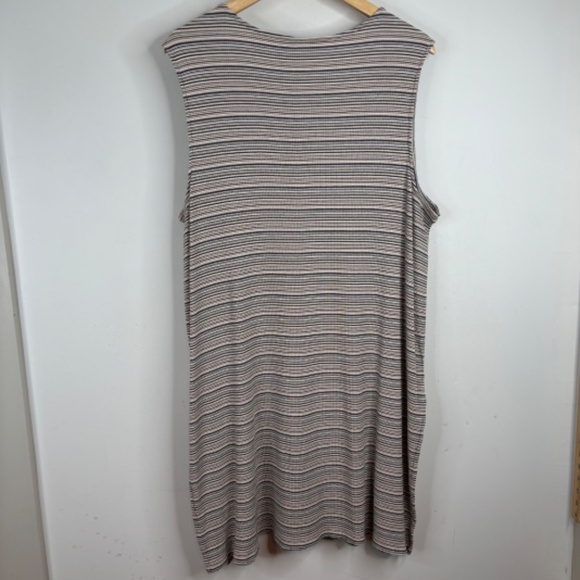 J Jill Striped Tunic XL Ribbed Sleeveless Boho Lagenlook Stretch Minimalist 90s - Picture 7 of 13